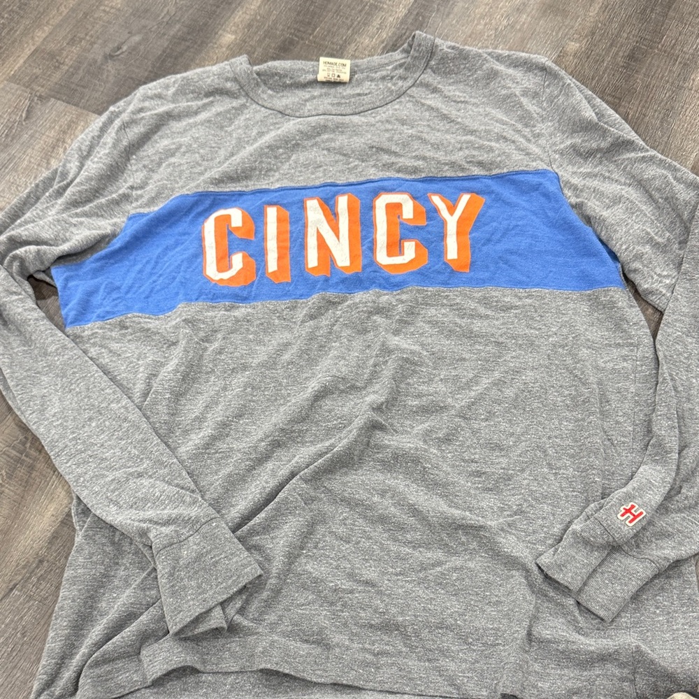 HOMAGE Gray Long Sleeve with Orange and Blue Accents